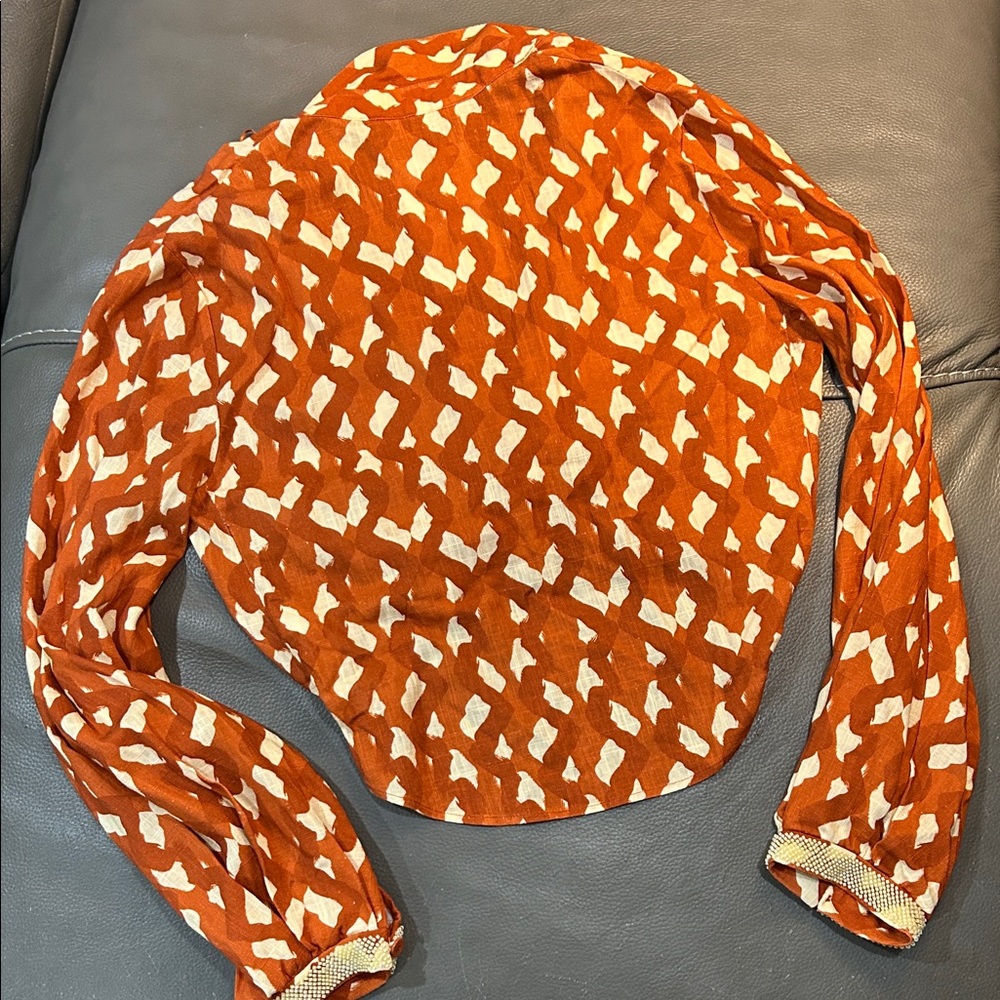 Zara Orange Patterned Women's Cropped Top, NWT, size S - Picture 6 of 6